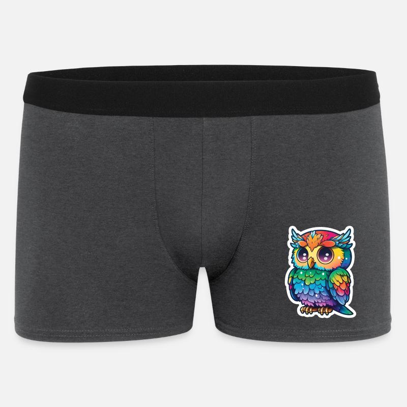 Farbenfrohe Eulenillustration - Männer Boxer Shorts - Anthrazit