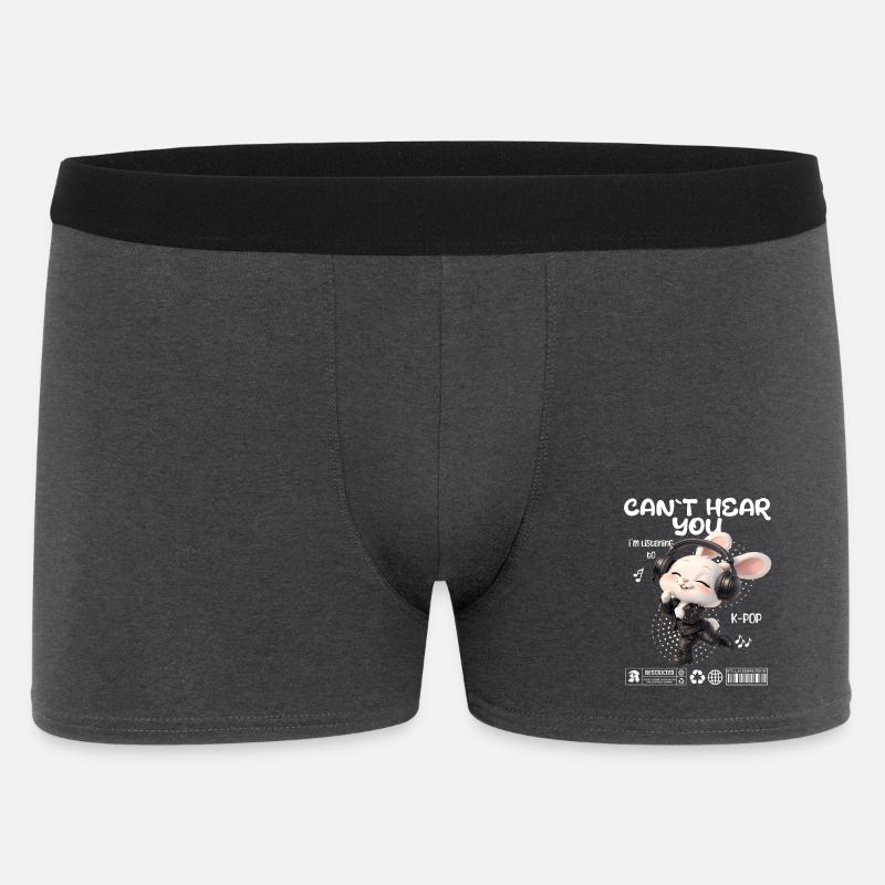 K-Pop Häschen mit Kopfhörern - Männer Boxer Shorts - Anthrazit