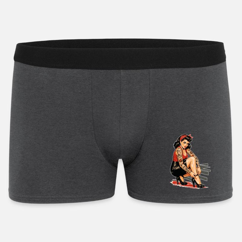 Tattoo Pin-Up: Retro Werbeprint & High Heels - Männer Boxer Shorts - Anthrazit
