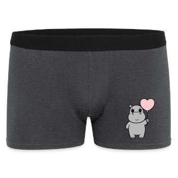 Süßes Nilpferd Herz Ballon Liebe - Männer Boxer Shorts - Anthrazit - Vorne