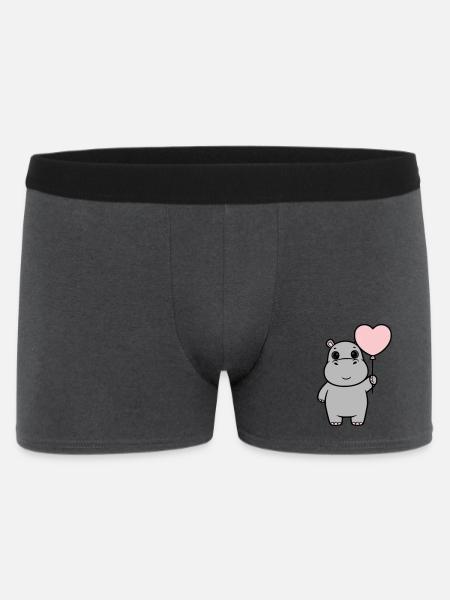 Süßes Nilpferd Herz Ballon Liebe - Männer Boxer Shorts - Anthrazit