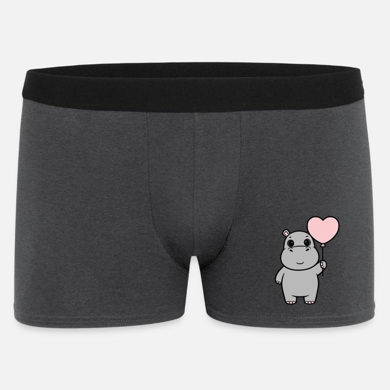 Süßes Nilpferd Herz Ballon Liebe - Männer Boxer Shorts - Anthrazit