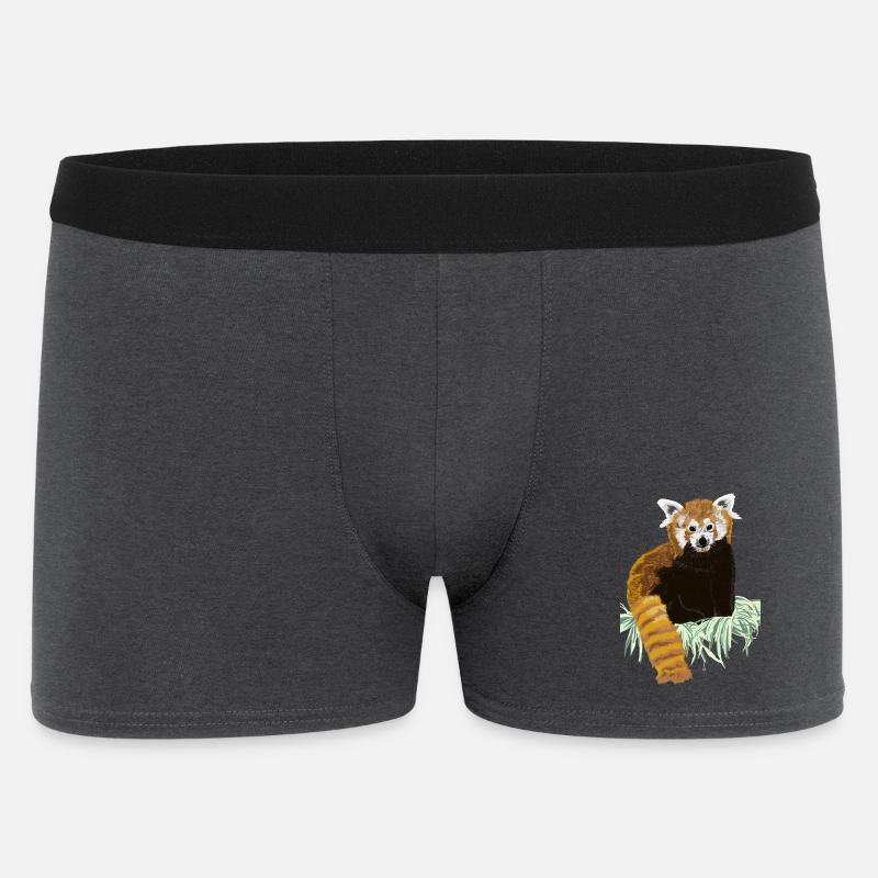 Roter Pandabaer auf Heu sitzend - Männer Boxer Shorts - Anthrazit