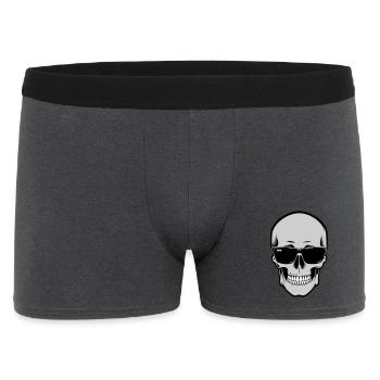 Skull with Sunglasses Graphic - Men's Boxer Shorts - charcoal grey - Front
