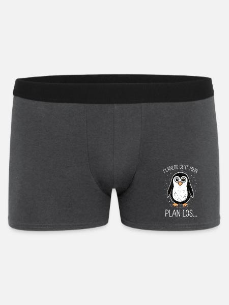 Planlos geht mein Plan los – Lustiger Pinguin - Männer Boxer Shorts - Anthrazit