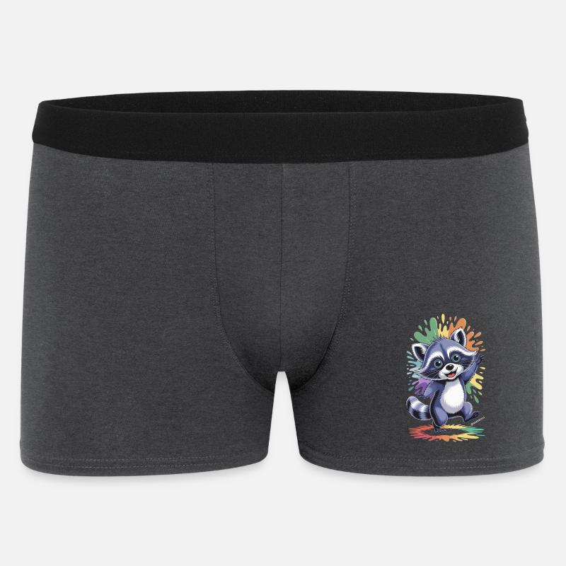 Fröhlicher Waschbär mit Farben - Männer Boxer Shorts - Anthrazit