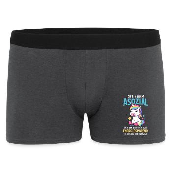 Nicht Asozial Energiesparen Einhorn Menschenmuffel - Männer Boxer Shorts - Anthrazit - Vorne