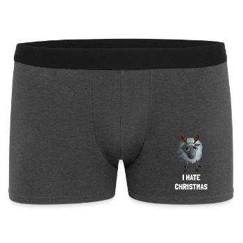 I hate Christmas Schaf - Weihnachtsmuffel Geweih - Männer Boxer Shorts - Anthrazit - Vorne