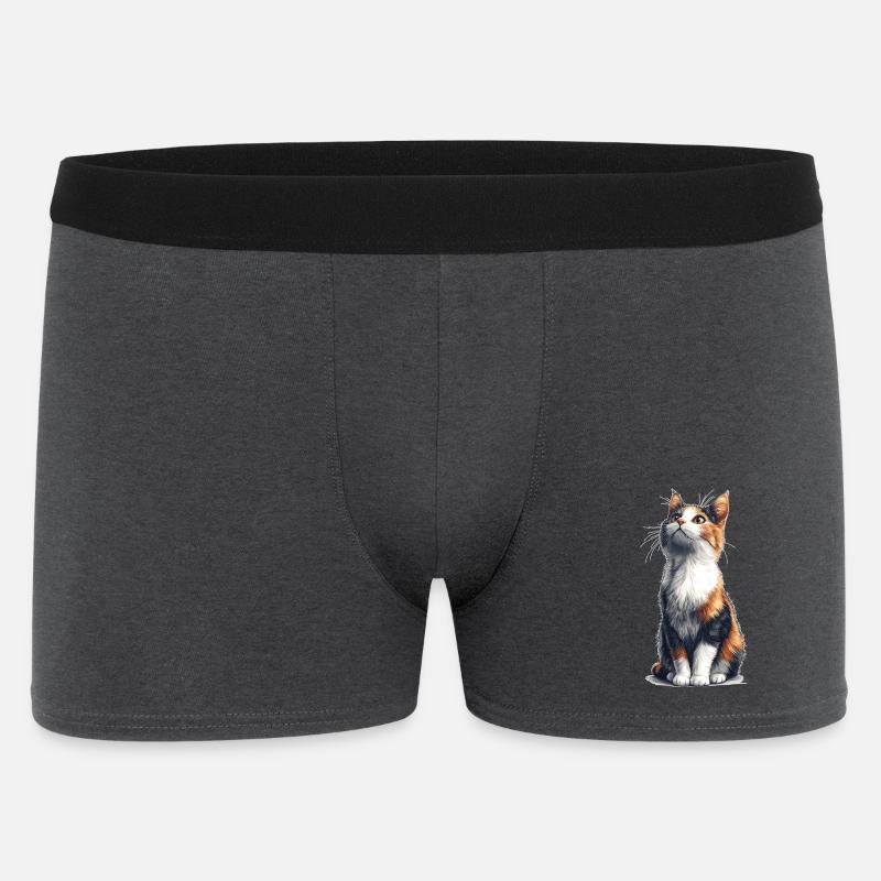 Chat comique assis coloré - Boxer Homme - charbon