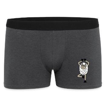 mouton fatigué épuisé triste yoga arbre pose bande dessinée - Boxer Homme - charbon - Devant