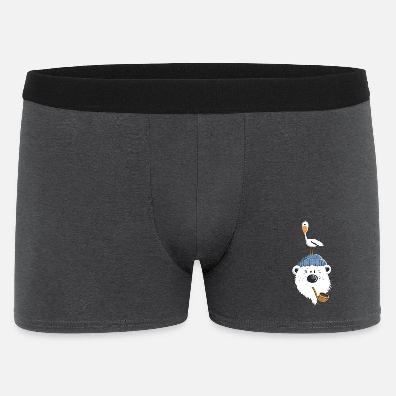 Bär mit Möwe - Männer Boxer Shorts - Anthrazit