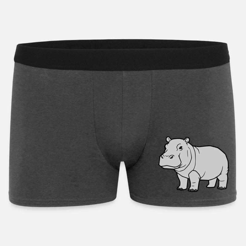 Nilpferd Stehend Comic Tier Zoo - Männer Boxer Shorts - Anthrazit