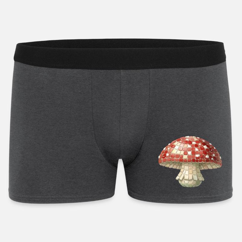 Toadstool Mosaic - Retro Forest for Mushroom Pickers - Men's Boxer Shorts - charcoal grey