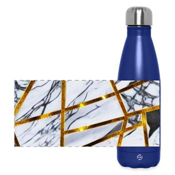 Marble White Gold - Panoramic Thermal Bottle 500 ml - dark blue  - Front