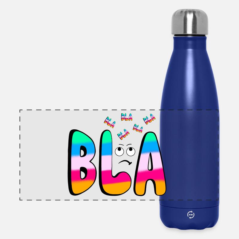 BLAH BLA BLA Rainbow font on black - Panoramic Thermal Bottle 500 ml - dark blue