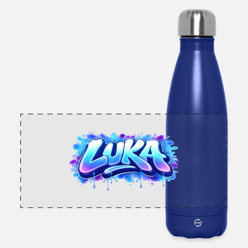 Graffiti LUKA Name Gift Ideal Printable - Panoramic Thermal Bottle 500 ml - dark blue 