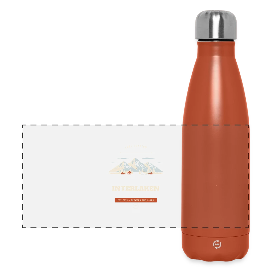 Interlaken badge on a panoramic thermal bottle 500 ml, terra, front