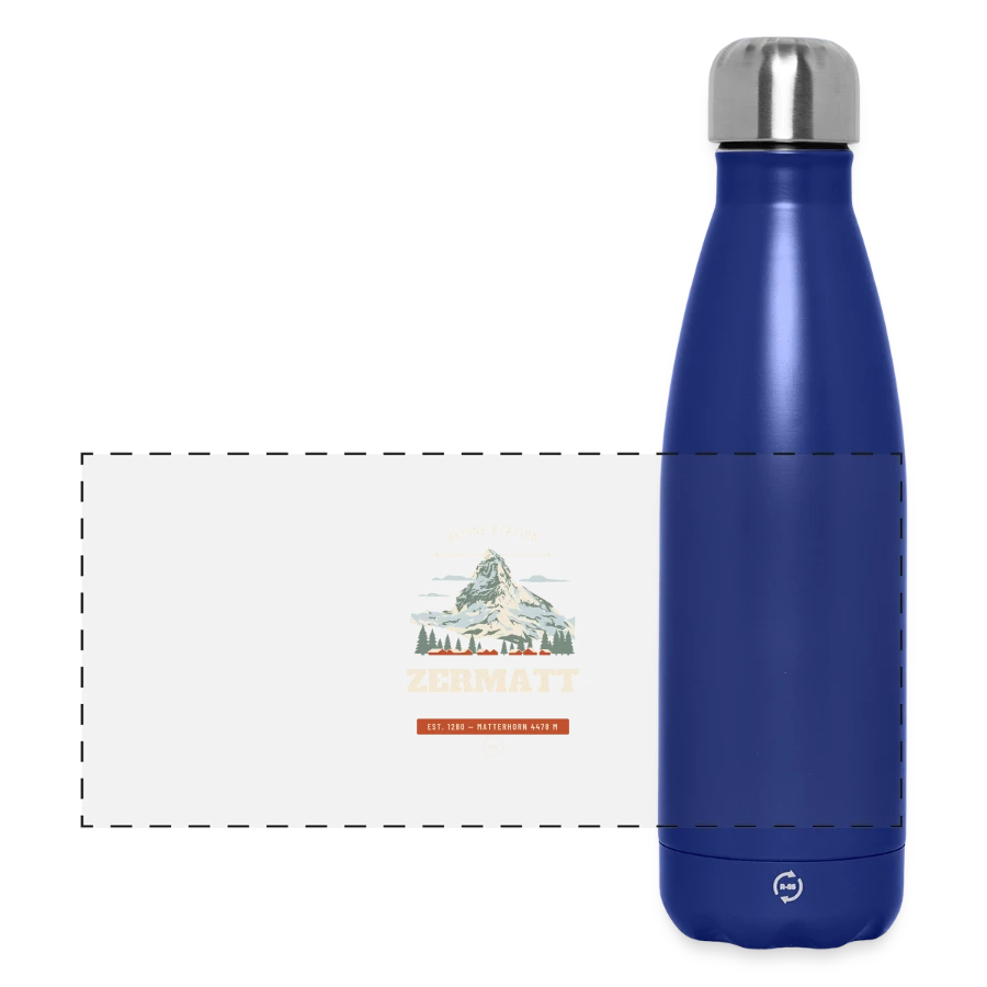 Zermatt badge on a panoramic thermal bottle 500 ml, dark blue 