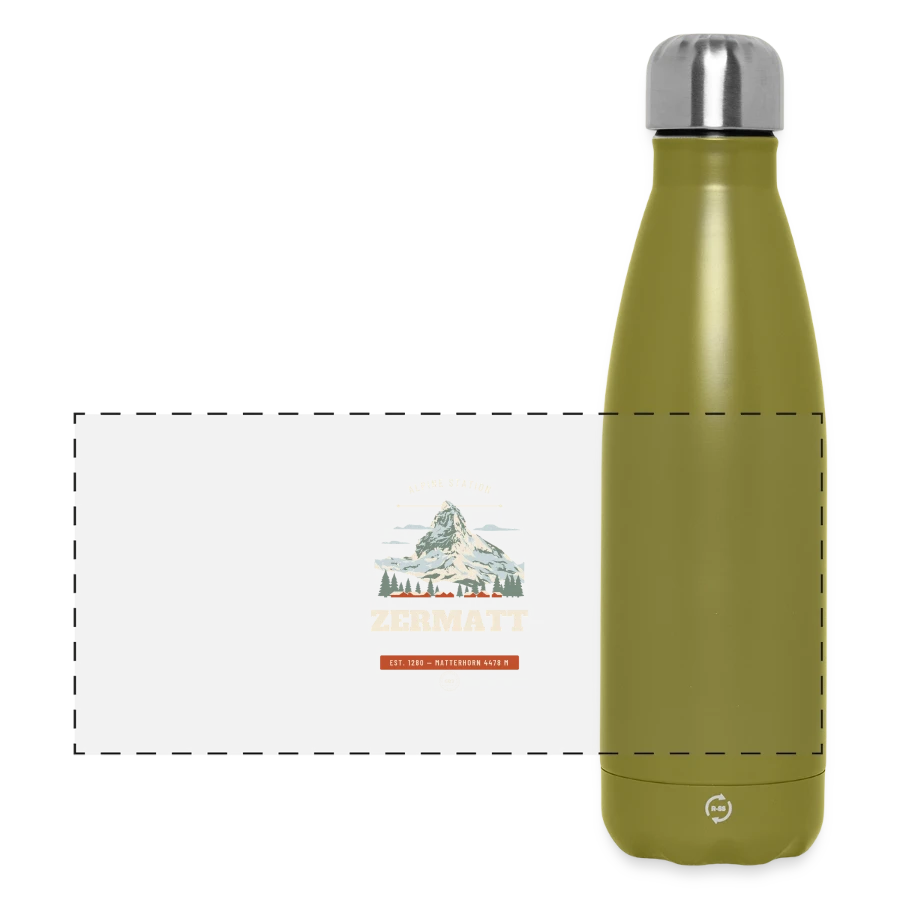 Zermatt badge on a panoramic thermal bottle 500 ml, olive green 