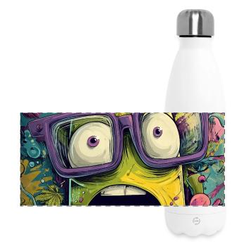 Psychedelic pineapple with glasses - Panoramic Thermal Bottle 500 ml - white - Front