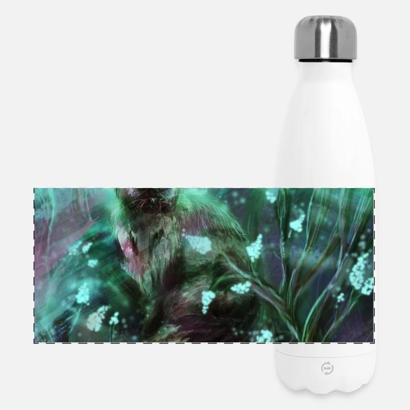 Chat de la forêt dans la forêt magique - Gourde isotherme panoramique 500 ml - blanc