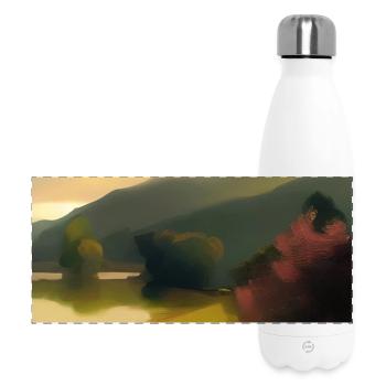 Landscape with lake and mountains - Panoramic Thermal Bottle 500 ml - white - Front