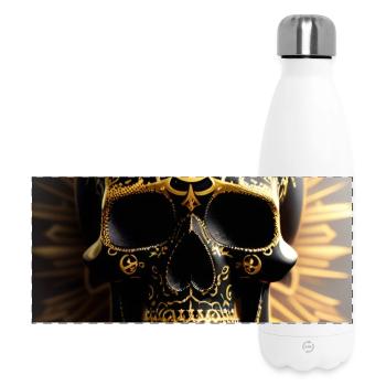 Black and gold skull - Panoramic Thermal Bottle 500 ml - white - Front