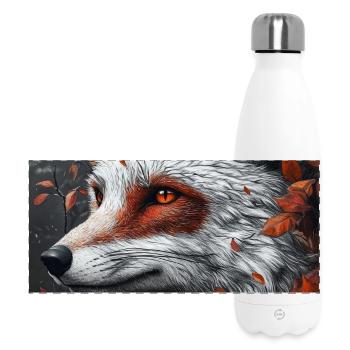 Portrait d’automne du renard avec œil rouge - Gourde isotherme panoramique 500 ml - blanc - Devant