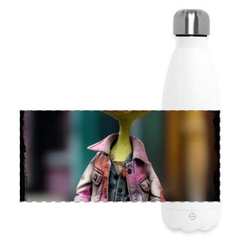 Excellent bird doll with nerd style - Panoramic Thermal Bottle 500 ml - white - Front