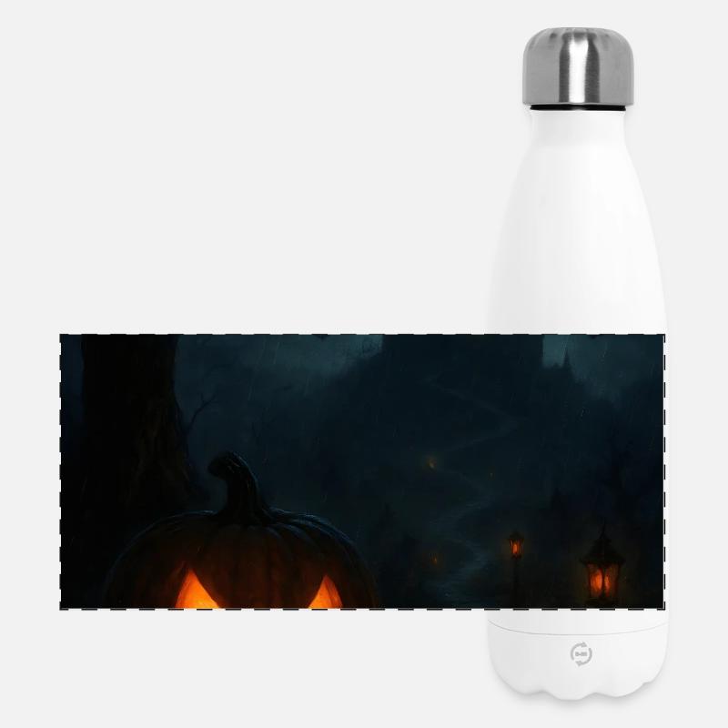 Moonlit Pumpkin Castle - Panoramic Thermal Bottle 500 ml - white