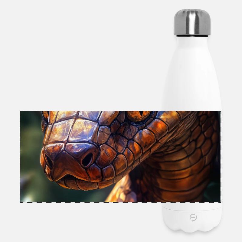 Illustration of a snake - Panoramic Thermal Bottle 500 ml - white