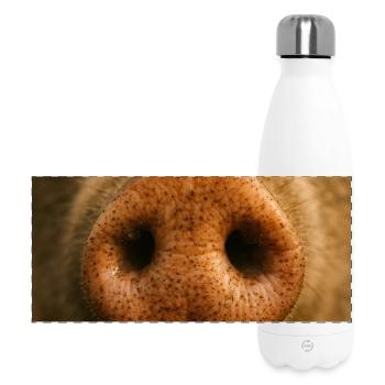 Warme Nahaufnahme von Pig Snout - Panorama Isolierflasche 500 ml - Weiß - Vorne