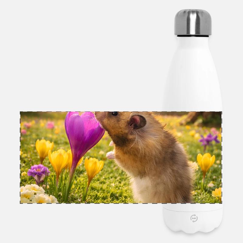 Chico11 : Le début du printemps avec la fleur 2026 - Gourde isotherme panoramique 500 ml - blanc