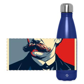 Nietzsche Pop Art Portrait - Gourde isotherme panoramique 500 ml - bleu foncé  - Devant