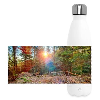 Lumière du soleil dans la forêt d’automne - Gourde isotherme panoramique 500 ml - blanc - Devant