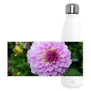 Dahlie pink rosa Blüte ,Blume - Panorama Isolierflasche 500 ml - Weiß - Vorne