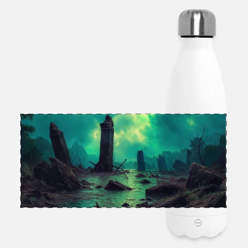 Dark fantasy illustration - Panoramic Thermal Bottle 500 ml - white