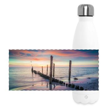Sunrise on the Baltic Sea beach - Panoramic Thermal Bottle 500 ml - white - Front