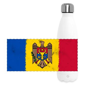 Flagge von Moldawien - Panorama Isolierflasche 500 ml - Weiß - Vorne