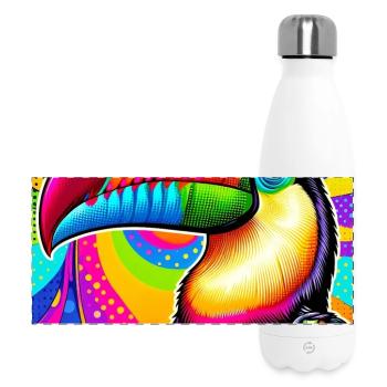 Toucan Pop Art - Gourde isotherme panoramique 500 ml - blanc - Devant