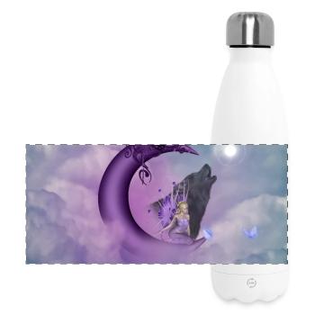 Fée sur la Lune - Gourde isotherme panoramique 500 ml - blanc - Devant