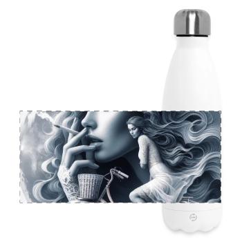 Dreamy Moonlit Cyclist Artwork - Panoramic Thermal Bottle 500 ml - white - Front