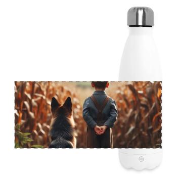 Deutscher Schäferhund Kunst - Panorama Isolierflasche 500 ml - Weiß - Vorne