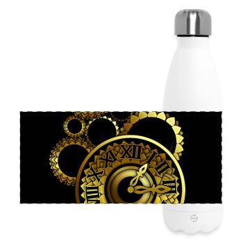 Golden movement with gear motifs - Panoramic Thermal Bottle 500 ml - white - Front