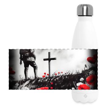 World war 2 remembrance day painting. Never Forget - Panoramic Thermal Bottle 500 ml - white - Front