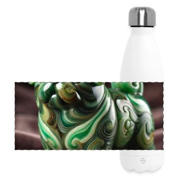 Marbled Shiba Inu Figurine for Collectors - Panoramic Thermal Bottle 500 ml - white - Front