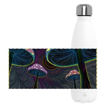 Psychedelische Pilzwaldszene - Panorama Isolierflasche 500 ml - Weiß - Vorne