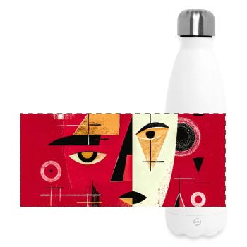 Contemporary Abstract Face in Red - Panoramic Thermal Bottle 500 ml - white - Front