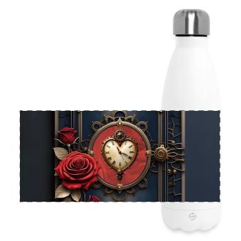 Montre Art Déco avec Roses - Gourde isotherme panoramique 500 ml - blanc - Devant