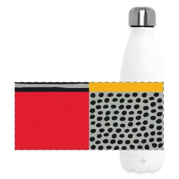 Scandi Art: Abstrakte Geometrie in Rot-Orange - Panorama Isolierflasche 500 ml - Weiß - Vorne
